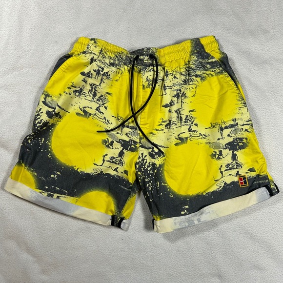 Nike Other - Nike Court Dri-FIT Shorts Mens Large Yellow Black Beach Graphic Print DV9111-731